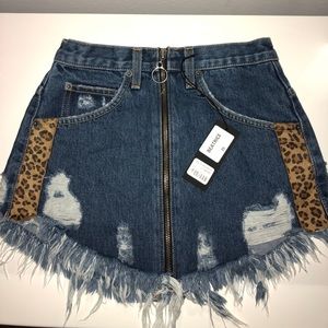 jean zip up skirt